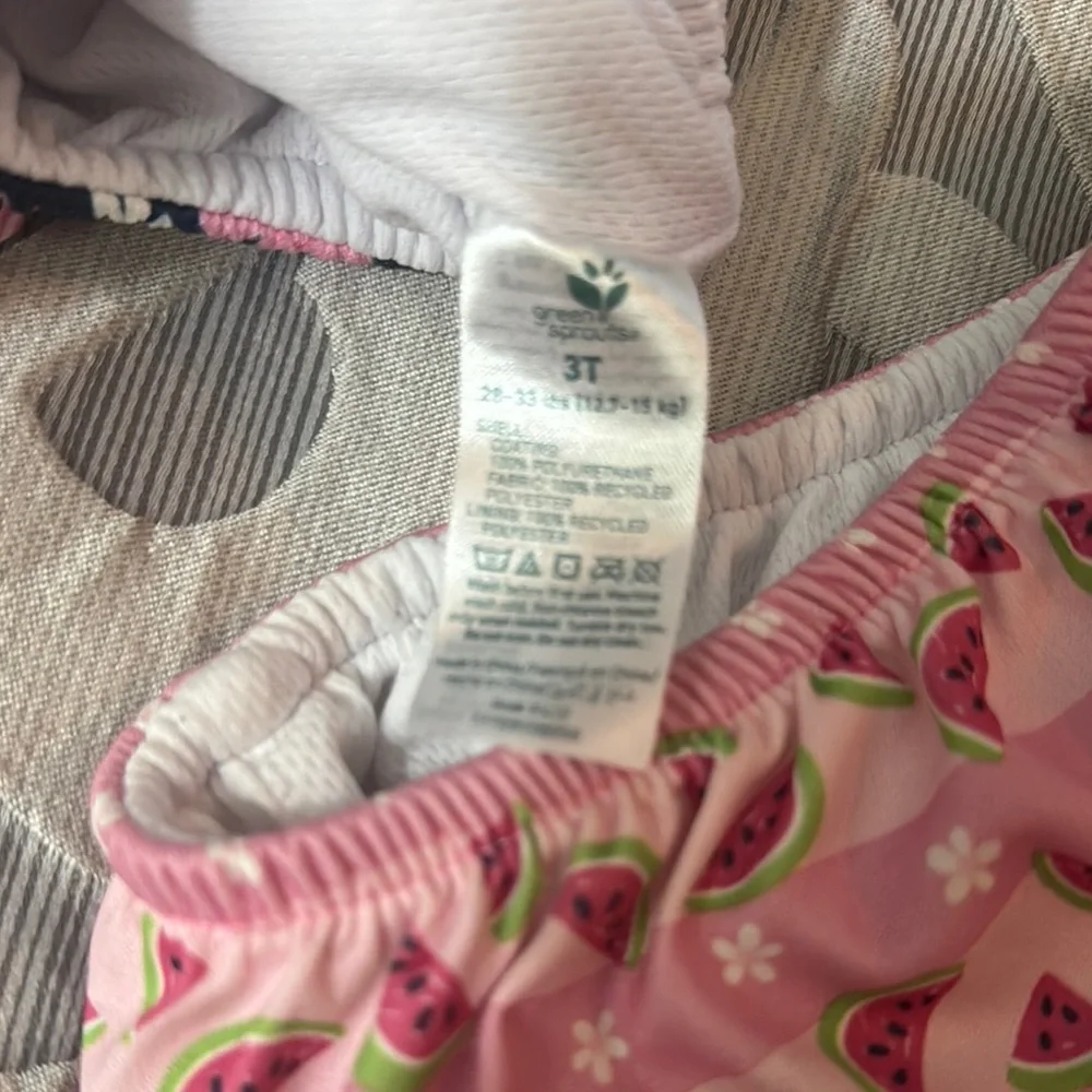 2 Floral Pink and Watermelon Green Sprouts swim diapers Size 3T